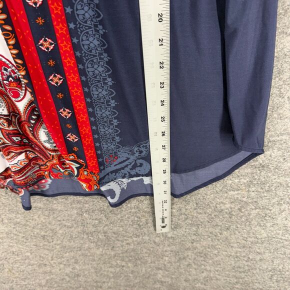 Nygard T-Shirt Women 2X Plus Blue Geometric V-Neck Short Sleeve Pullover Casual - Picture 5 of 6